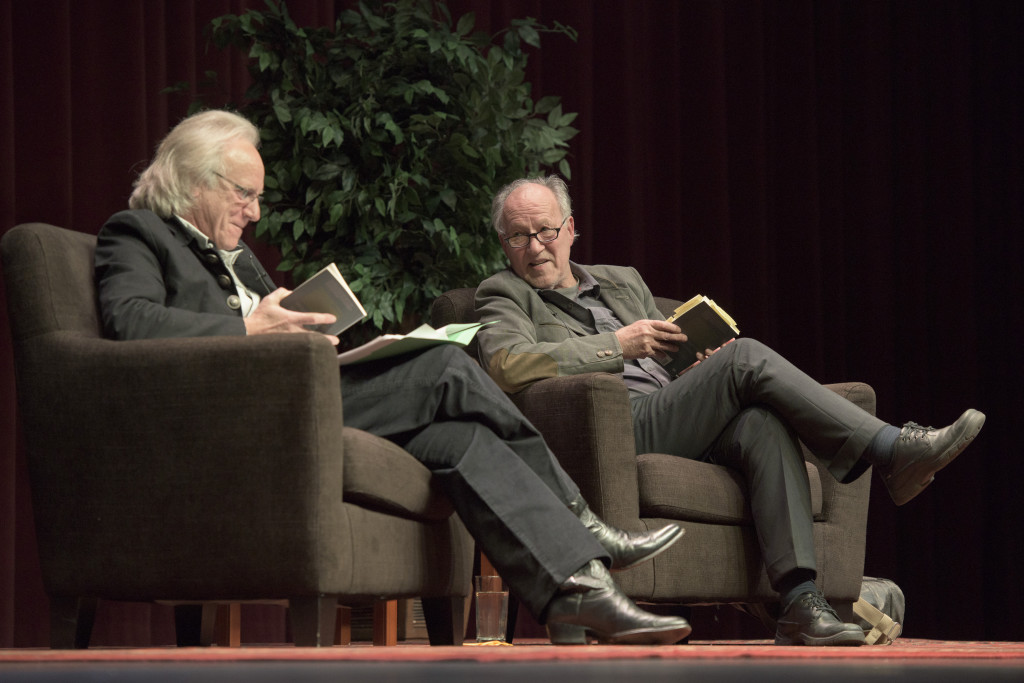 Legendary film director Werner Herzog discusses J.A. Baker's book The Peregrine with Robert Pogue Harrison, a Stanford professor of Italian literature, at the Feb. 2 Another Look book club event.