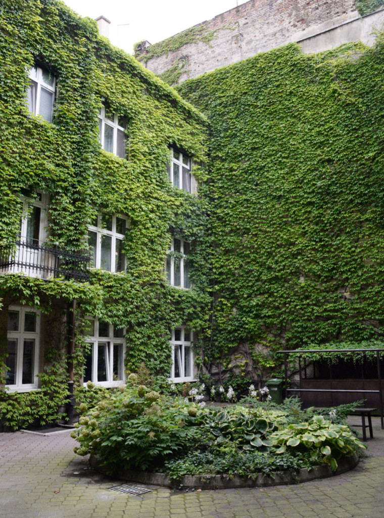 Courtyard overloking Nobel Laureat's Czeslaw Milosz's apartment. 8.13.2016. Krakow. Poland
